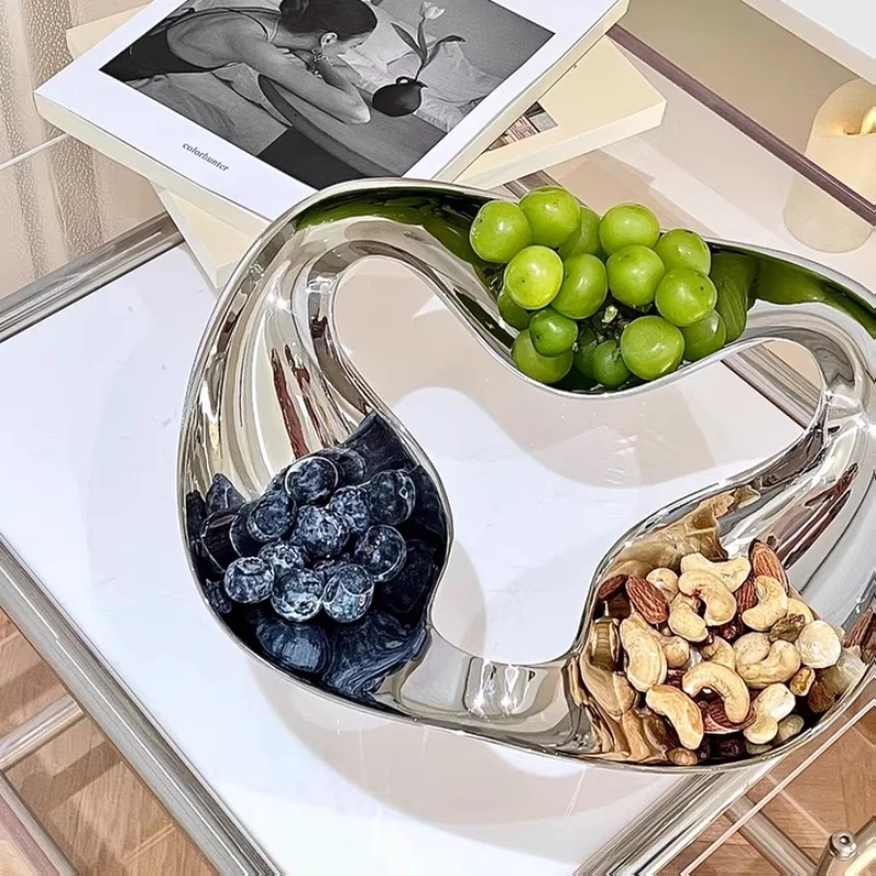 

Scandinavian Storage Trays Stainless Steel Snack Tray Creative Serving Platter for Nuts Candy Modern Home Decor for Living Room