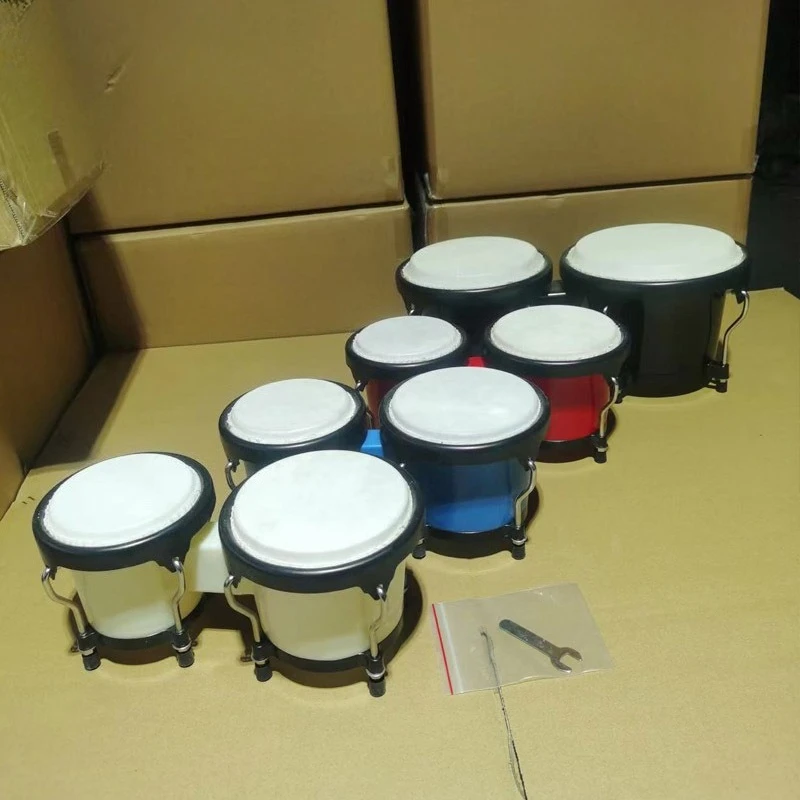 Fotografia 6: Orff bongo tambor siameses 4 5 Polegada crianças pandeiro profissional cedo educacional africano bongos tambor iniciante handdrum presente
