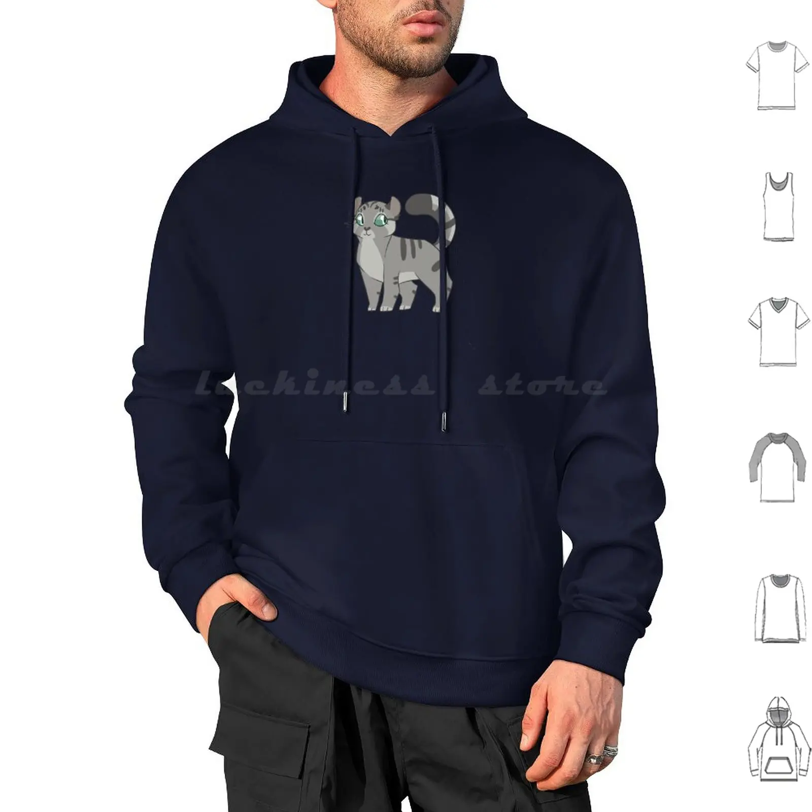 American Curl Hoodie cotton Long Sleeve Cat Kitten American Curl American Curl Blue Gray Cute Meow