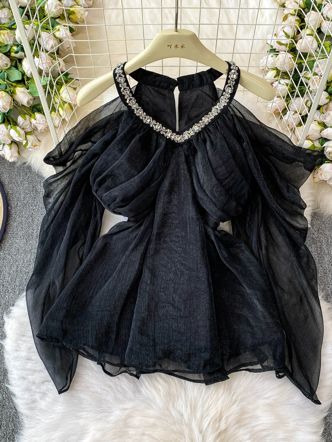 กระโปรงยาวทรงวี แต่งเพชร ผ้าเนื้อนุ่ม ยืดหยุ่น เอวยางยืด สไตล์เกาหลี ทรงหลวม ใส่สบาย เหมาะสำหรับฤดูร้อน