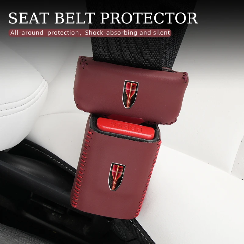 Car Seatbelt Buckle Protector Leather Safety Belt Clip Cover Accessories For Hongqi H6 H7 H9 E-QM5 HS3 HS5 HS6 HS7 E-HS3 E-HS9