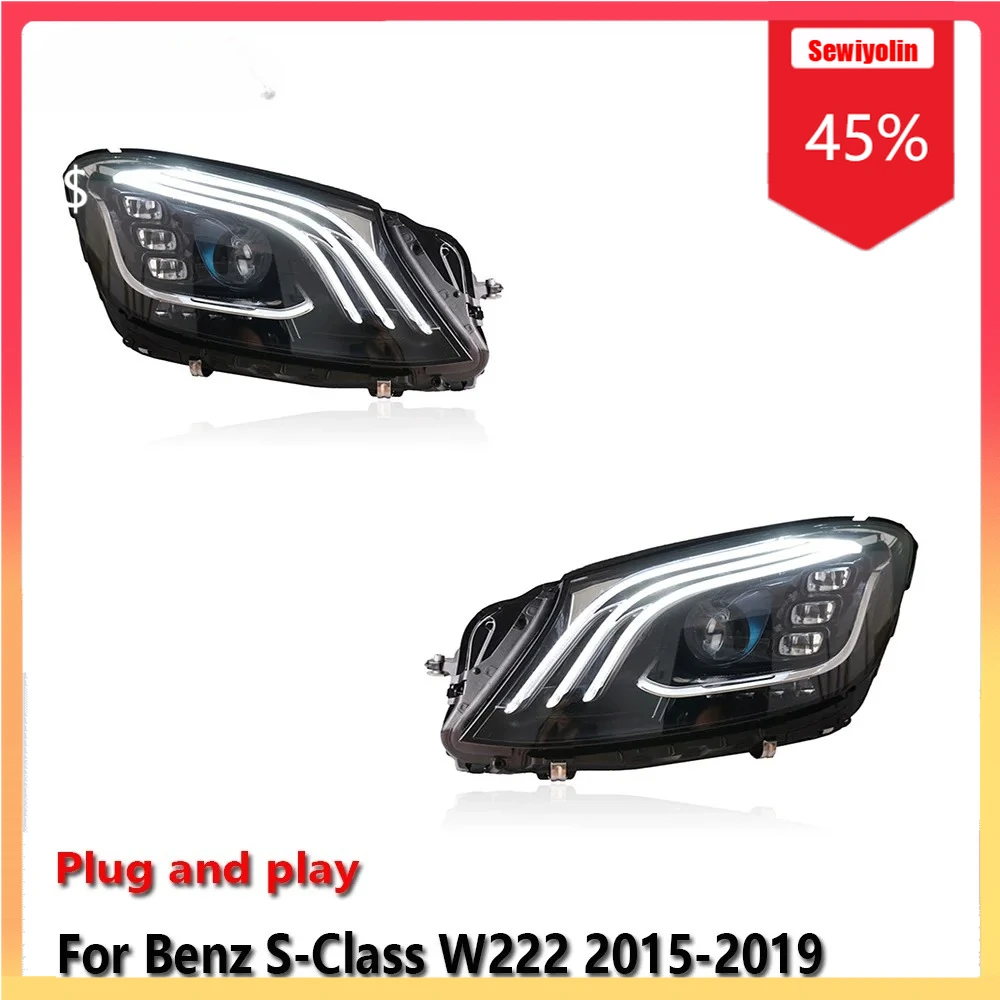 

Автомобильные лампы, фары в сборе для Benz-Class W222 2015-2019, противотуманные DRL, стоп-сигнал, указатель поворота, Plug and Play