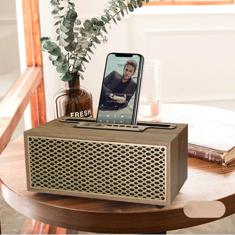 Altavoz Bluetooth FM/AM Retro De grano De madera TWS Subwoofer inalámbrico Radio portátil sonido envolvente estéreo De alta fidelidad Caixa De Som
