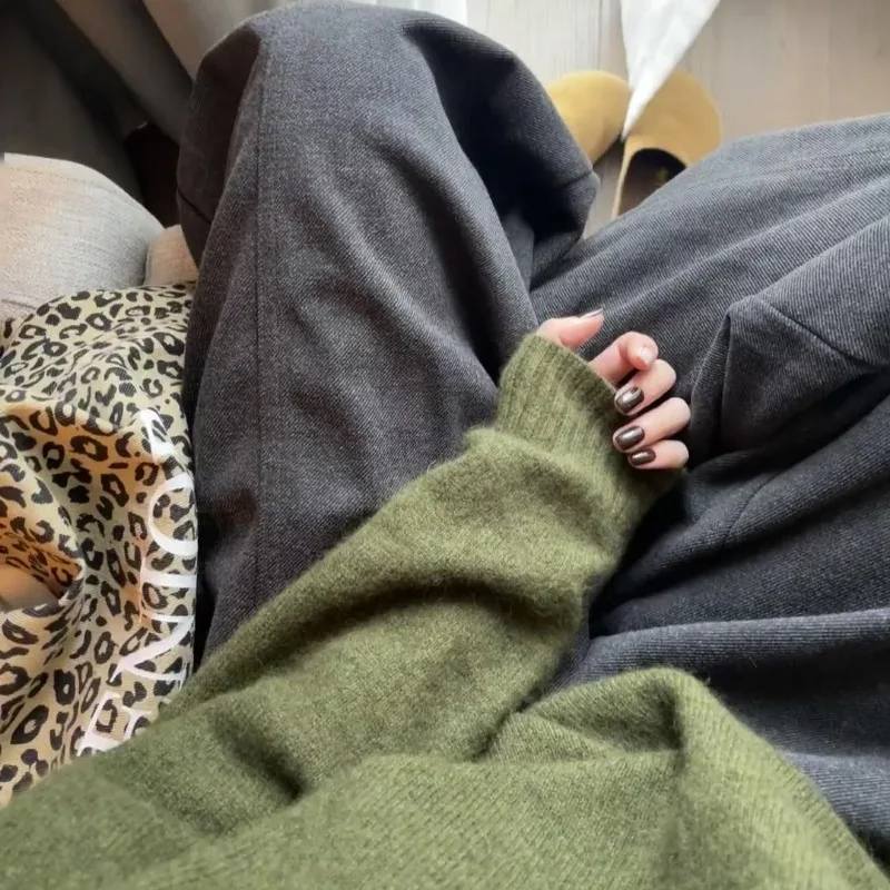 الحد الأدنى نمط الأخضر كبير التلبيب البلوز سترة للنساء 2025 جديد الخريف والشتاء سترة عصرية فضفاضة #3