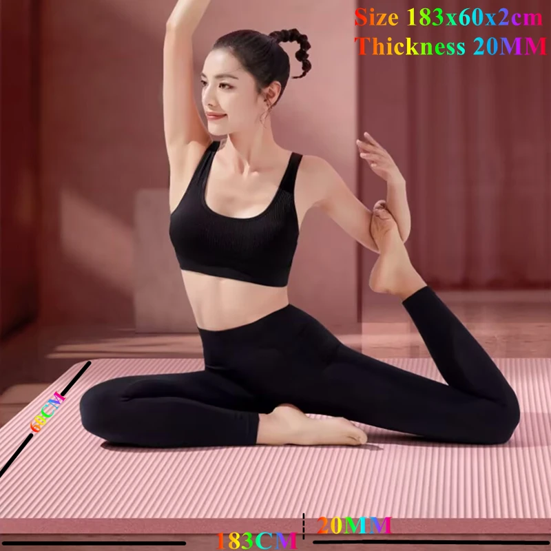 

Gymnastics Mat Fitness Equipment 185x60x2cm Thick Yoga Mats Anti-slip Sport Fitness Blanket for Exercise Yoga and Pilates