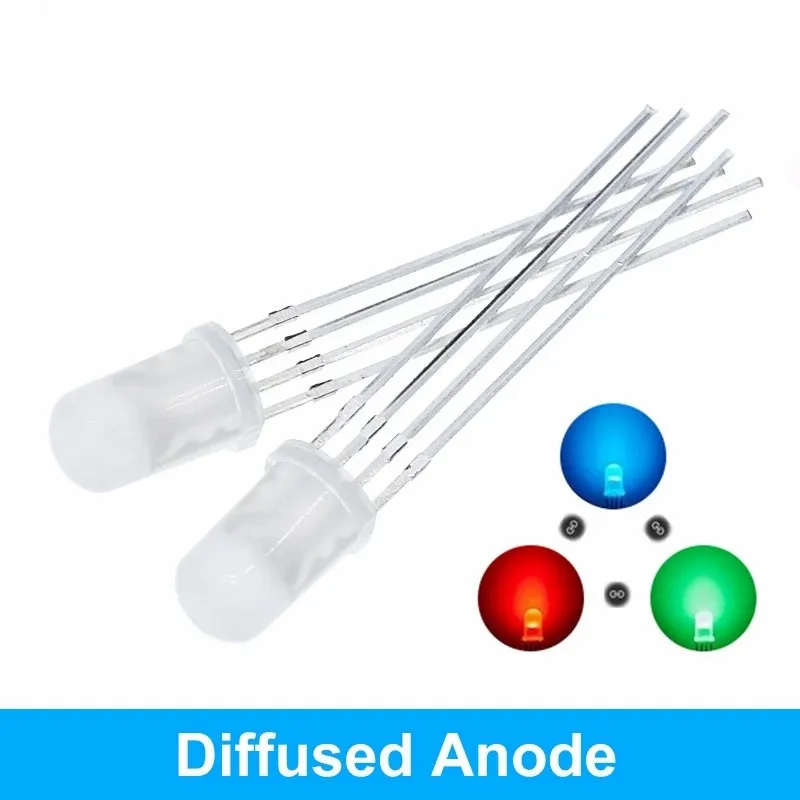 20 PZ 5mm RGB LED Catodo Comune/Anodo Comune Diodi Emettitori Tri-Color F5 RGB Diffuso/Sparenti Evidenziare Per Arduino