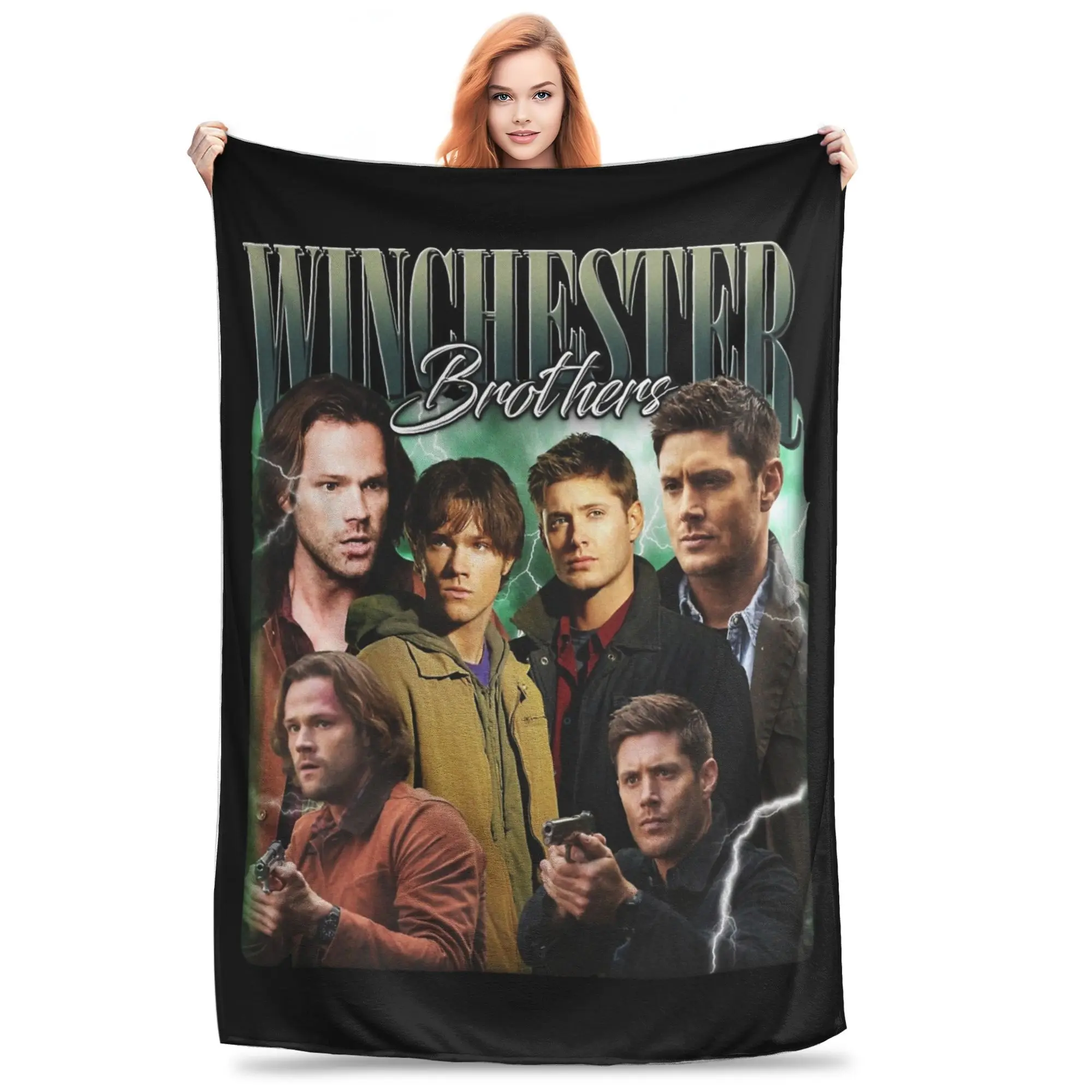 

Winchester Brothers Sam & Dean Supernatural Movies Cover Blankets Fleece Decoration Super Soft Throw Blanket for Sofa Car Quilt