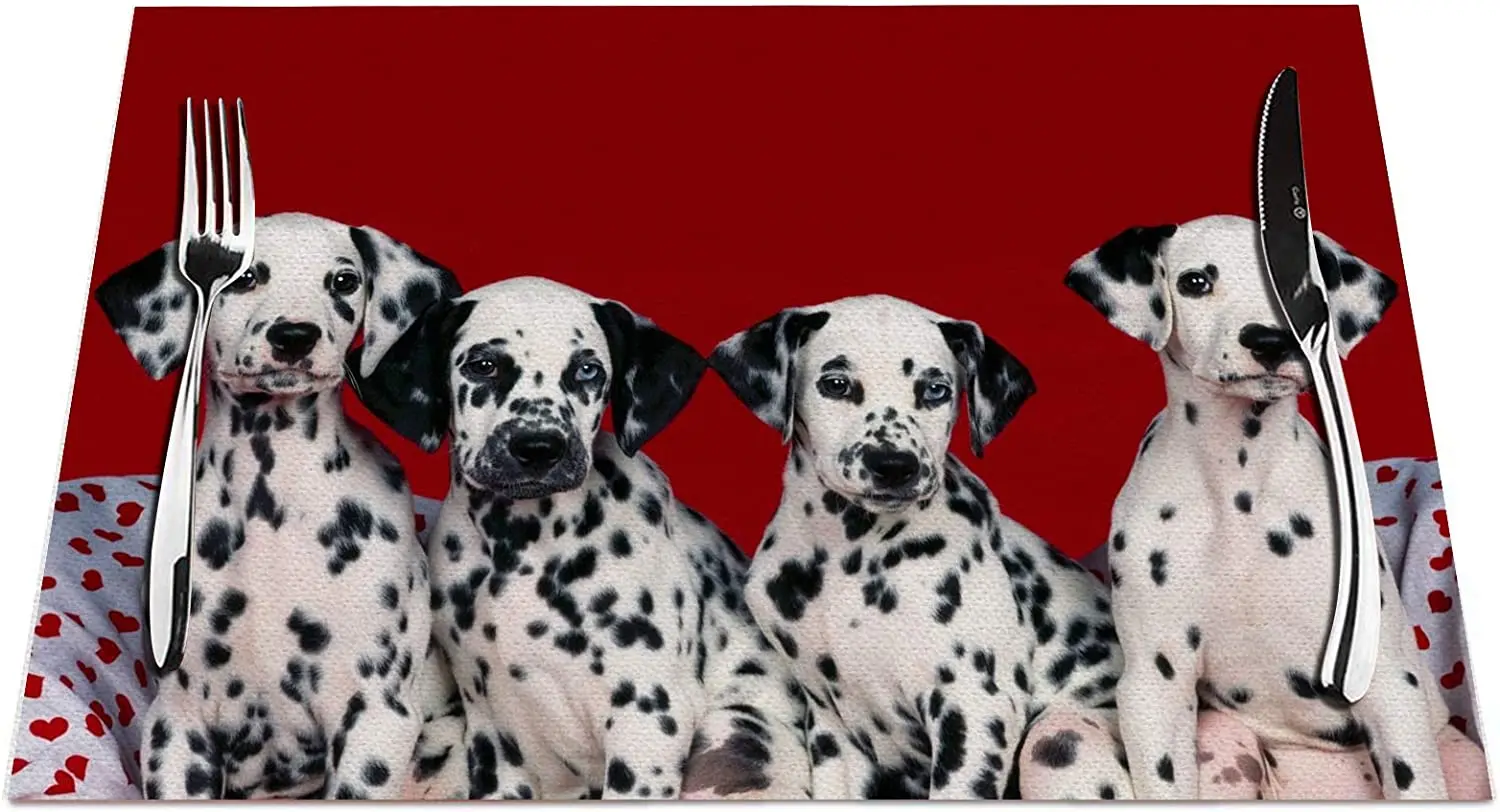 

Spot Dog Placemats Set of 4, Dalmatian Spot Dog Placemats Heat Resistant for Dining Table Non-Slip 18x12 Inches