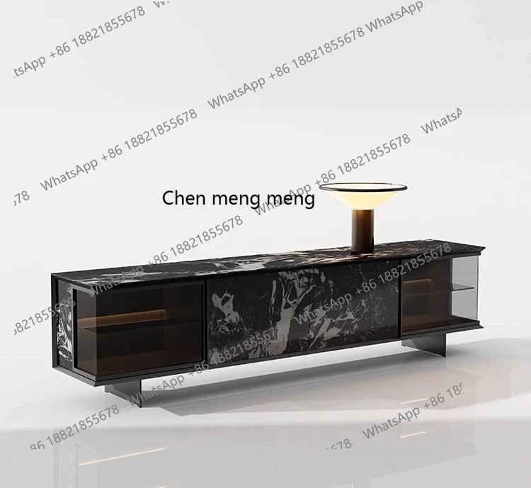 Italian minimalist rock panel TV cabinet modern simple living room light luxury high-end locker TV cabinet