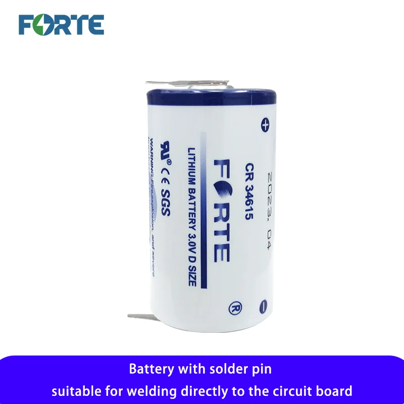 Forte CR34615 with Welding Foot Disposable Lithium Manganese Battery 3V Gas Meter Flow Meter Water Meter Eddy Current Meter