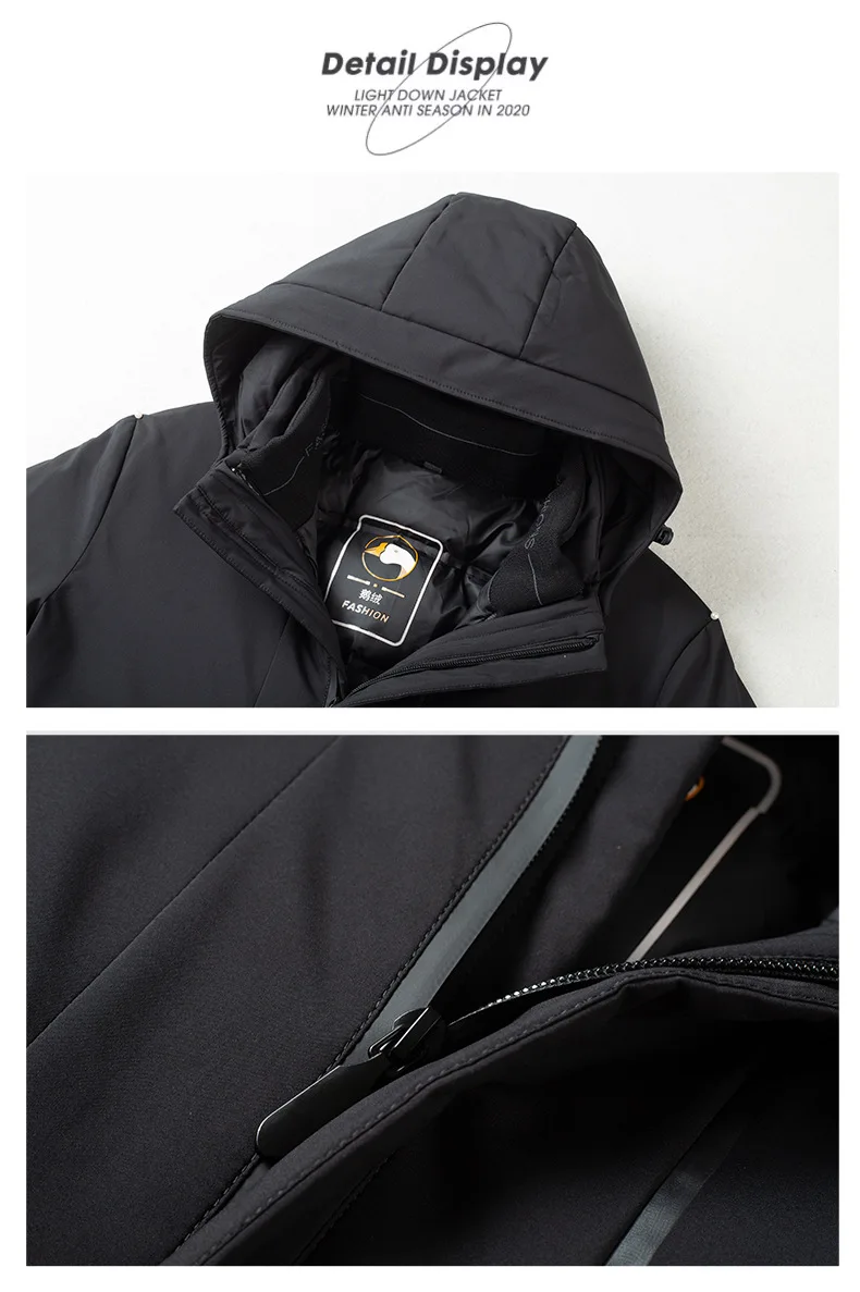 Men's Down Coats and Parkas Mid-length Winter Jackets Padded Puffer Jacket Man Down Jacket Thick Detachable Inner Padding HWY103