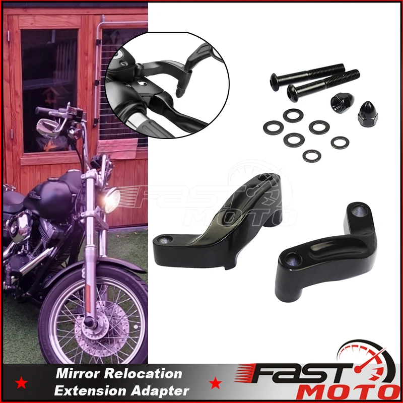 Motorcycle Rearview Mirrors Extension Riser Extend Adapter Mirror Extender Adapters Riser Rear View Base Aluminum For Harley