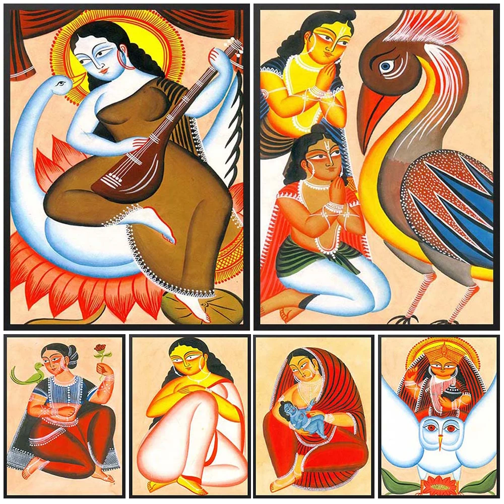 

Cartoon India Religion Shiva Parvati Poster Wall Pictures For Living Room Nordic Poster Wall Art Canvas Painting Unframed