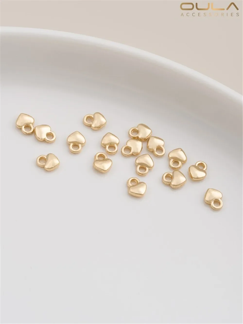 

14K Gold-Color Plated 4mm Mini Heart Pendant Handmade Diy Jewelry Bracelet Extended Chain End Chain Small Pendant