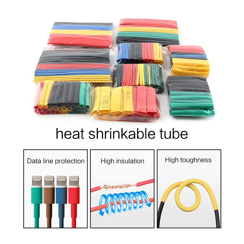 Assorted Heat Shrink Tube Kit, isolamento Sleeving, Polyolefin Shrinking Tubing, cabo de fio, 164Pcs, Set