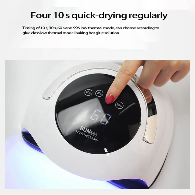 120W Nail Dryer, Professional Nail Lamp with 4 Timers with Motion Sensing Manicure Pedicure Salon Tool(EU Plug)