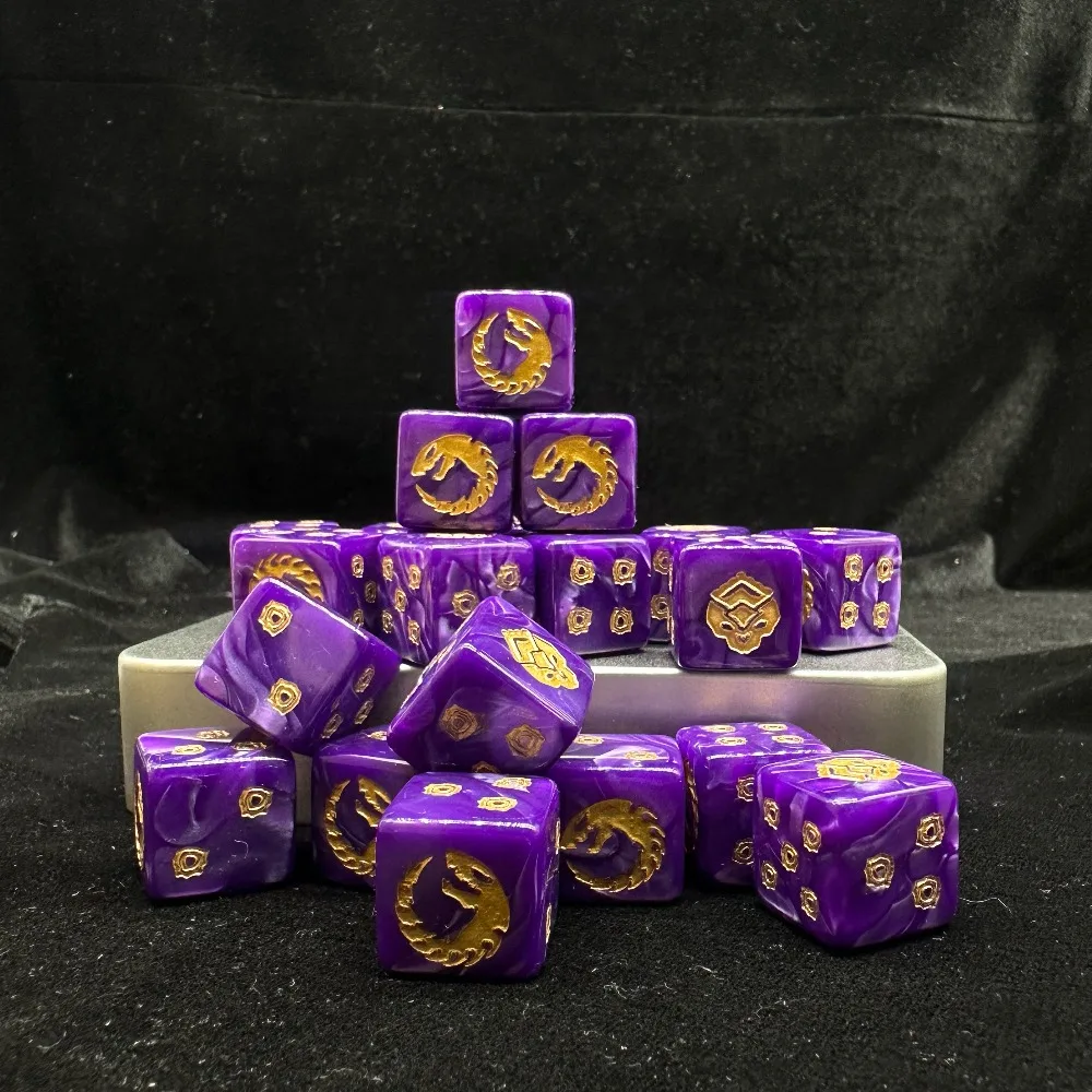 10pcs/20pcs Warhammer 40K Genestealer Cults Dice,Purple Swirl D6 Dice Set,Tabletop Wargame Dice for AOS HH Wargaming