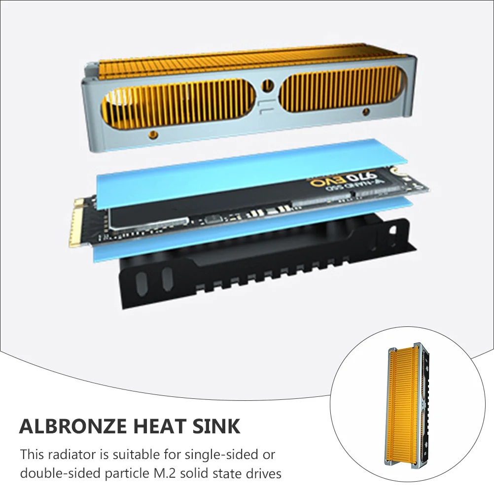 

Albronze SSD Heat Sink M.2 Cooler Fin Golden Aluminum Copper Alloy Fast Dissipation Professional Computer Accessory