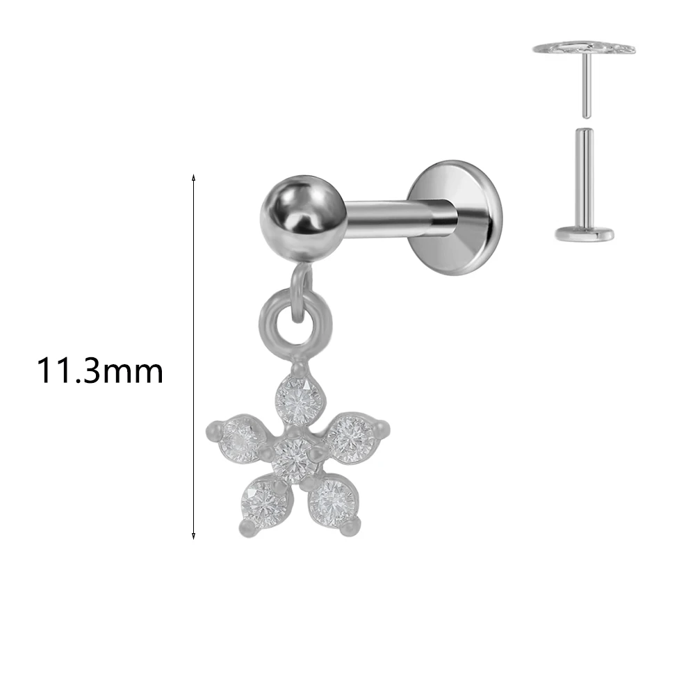 G23 Titanium Water Drop CZ Labret Piercing Earring Stud