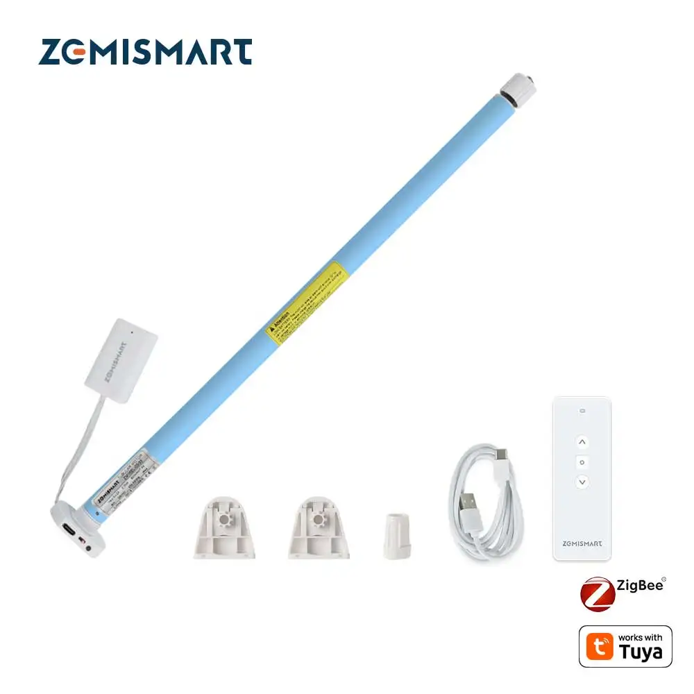 Motore per tenda a rullo Zemismart Zigbee per tubo da 17 mm 25 mm Motore con paralume a batteria integrato Funziona con Tuya Smart Life Alexa Google Home
