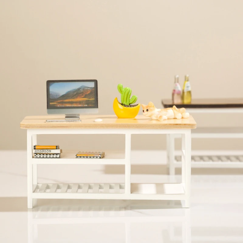 1:12 Dollhouse Miniature Furniture Table Coffee Table Computer Desk Dollhouse Livingroom Kitchen Leisure Table Model