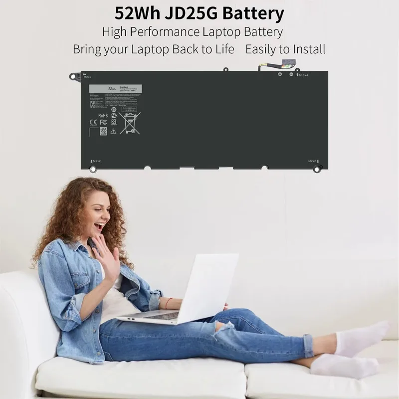 JD25G 7.4V Laptop Battery for Dell XPS 13 9350 9343 13D-9343-1708 13D-9343-3708 13-9350-D1508G 13-9350-350 13-9350-D1608 P54G