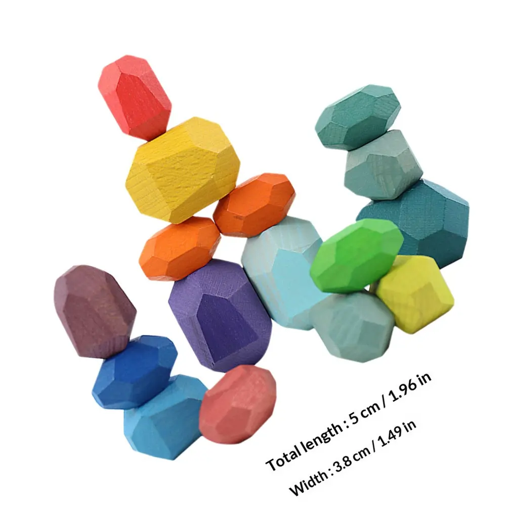 16pcs Stacking Wooden Balancing Early Learning Educational For Kids Toddlers Cognitive Development Blocks Game