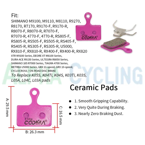 Imagen 2 del producto Pastillas de freno de disco de bicicleta de cerámica, 4 pares, para SHIMANO XTR M9100 DURA ACE R9170, R9150, Ultegra R8070, U5000, RS805, RS505, RS405