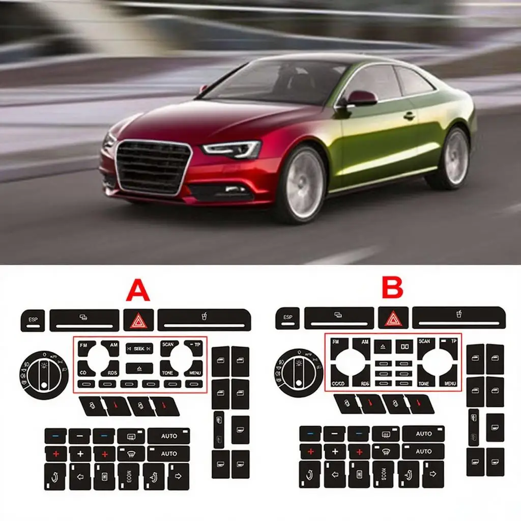 

1 Set Of Button Repair Stickers,Car Interior Decoration,Black Reflective Stickers,Car Accessories,For A4 B6 B7/A6/A2 A3