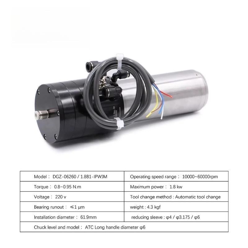 1.8kw refrigerado a água eixo atc motor mudança de ferramenta automática 220v eixo de mudança de ferramenta automática 10000-60000rpm pcb ferro de metal