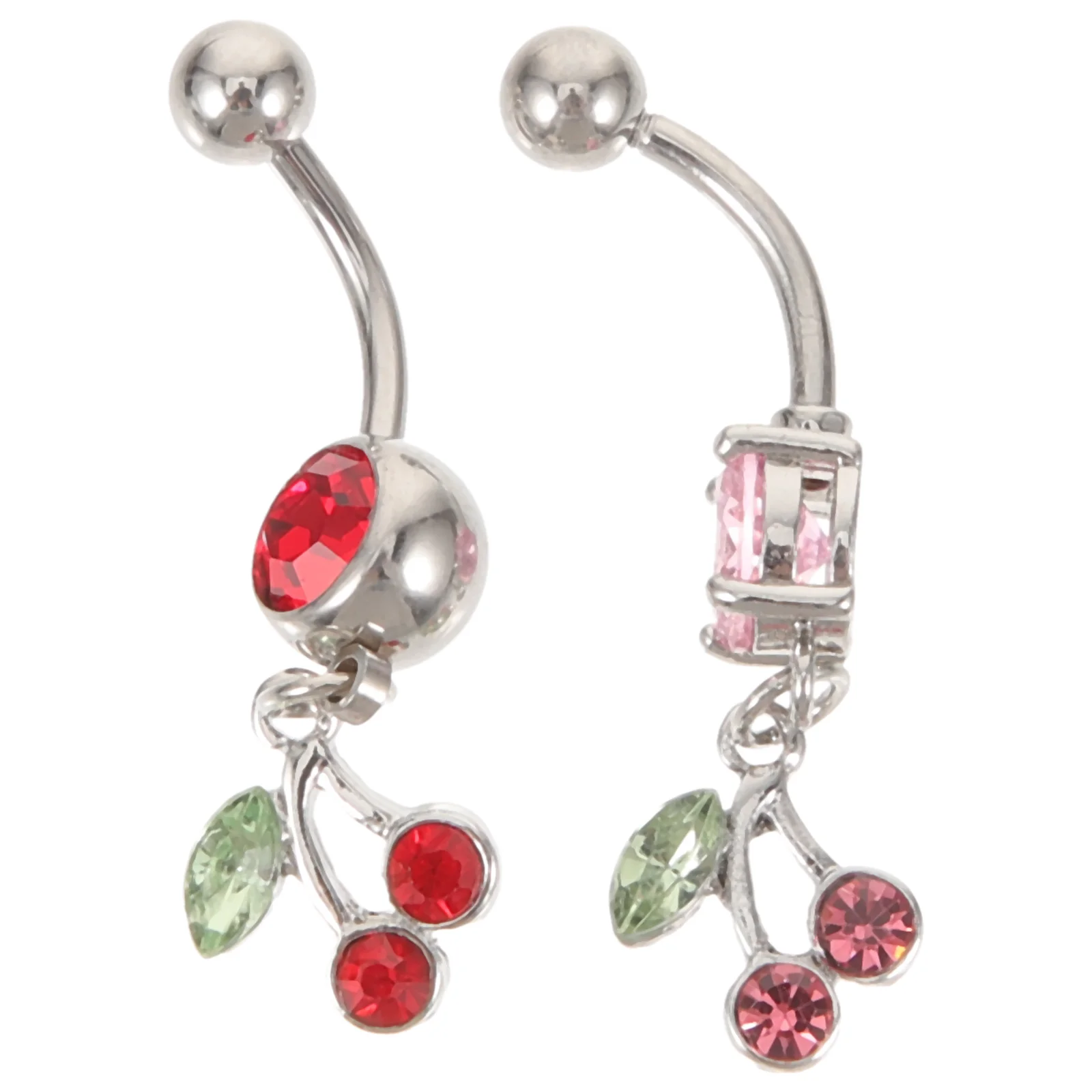 

2pcs Fruit Belly Button Rings Stainless Steel Cherry Belly Ring For Women Dangling Navel Piercing Body Jewelry Fashion Summer