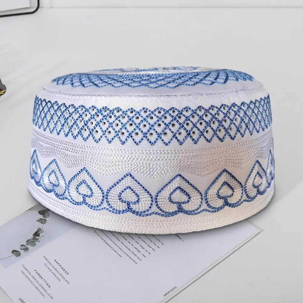 

Embroidery Striped Pattern Delicate Retro Hat Flat Top Men Nation Hat Arab Men Prayer Islam Jewish India Caps Muslim Hats