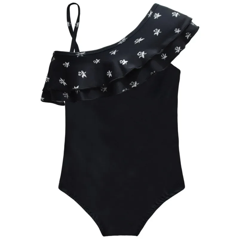 Girl One Piece Wednesday A-Addams Swimsuit Adams Print Child Girl Bathing Suits Child Swimwear Kids Gothic Swim Wear dress set