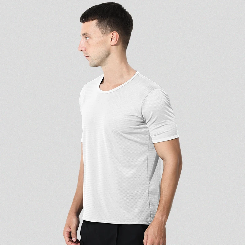 2PCS Ice Silk seamless men's short-sleeved solid color round-neck half-sleeved T-shirt, summer thin top slimm