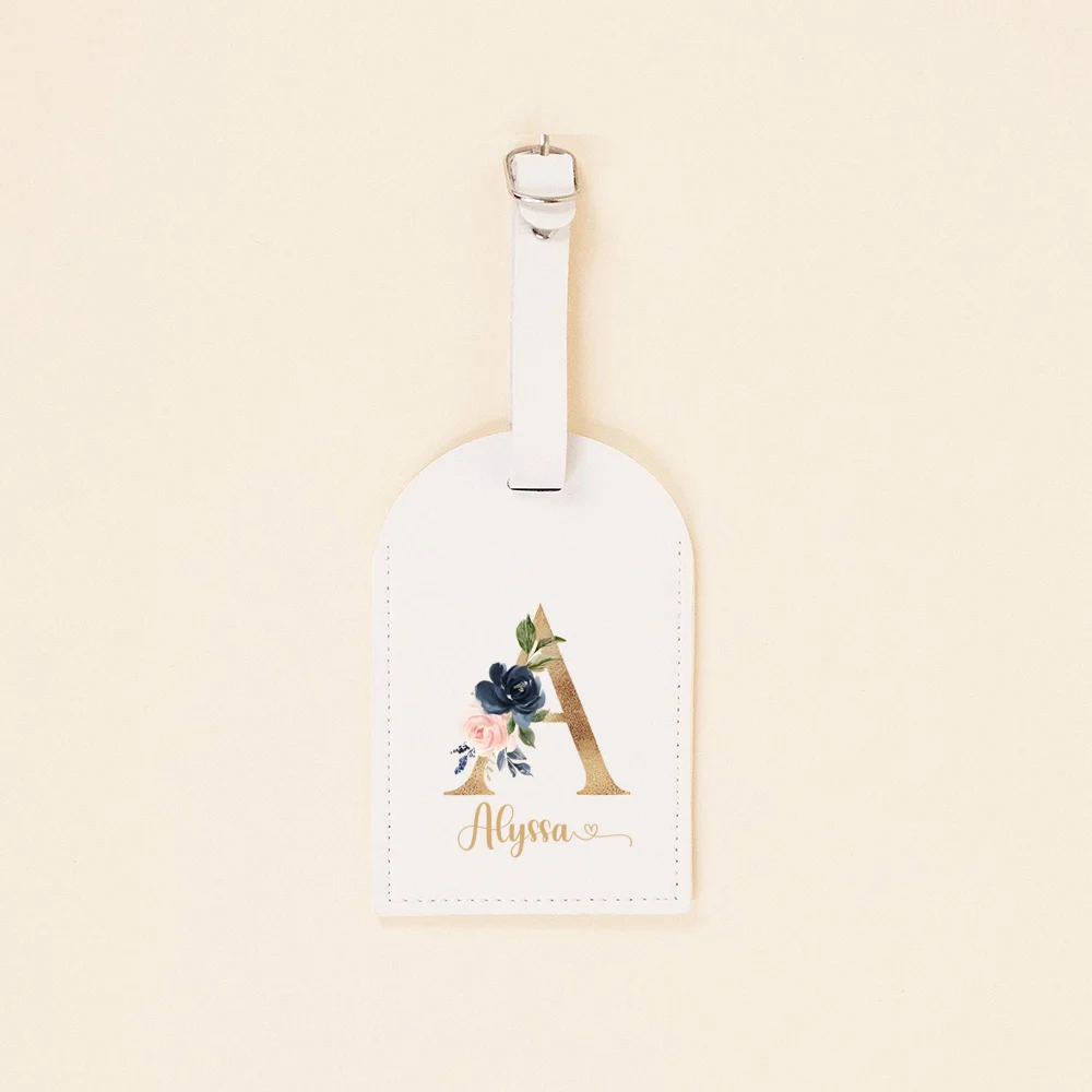 Personalised Monogram Luggage Tag Initial with Name Suitcase Baggage Leather Tags Travel Bag Label Wedding Birthday Gift for Her