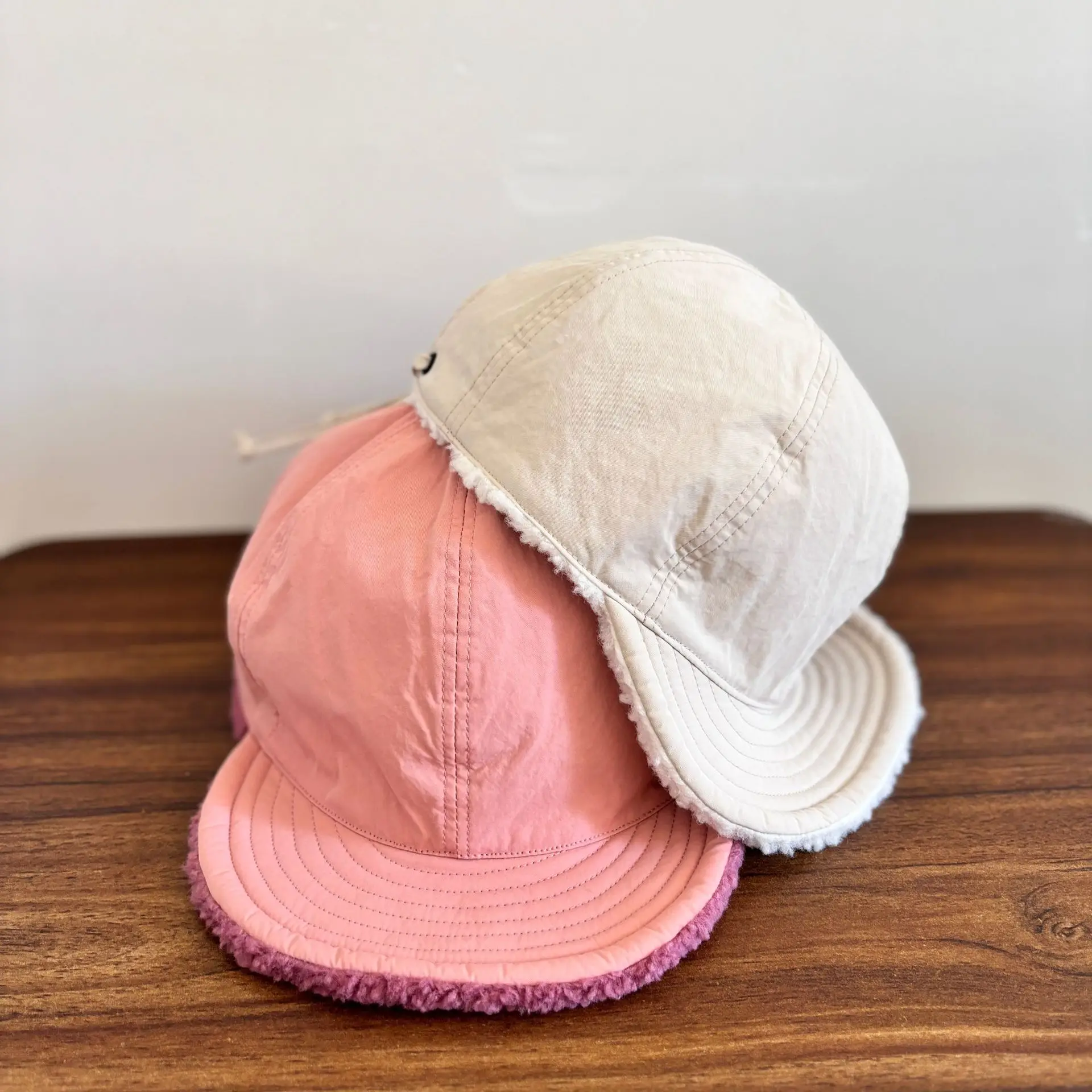 reversible cap for women men autumn winter caps plush faux shearling baseball cap soft brim pink beige gray hats