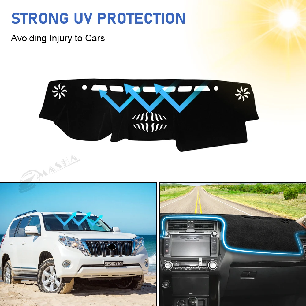 Car Dashboard Sun Shade Cover For Toyota Land Cruiser Prado 150 J150 2010-2020 LHD Mat Avoid Light Pads Anti-UV Non-Slip Carpets