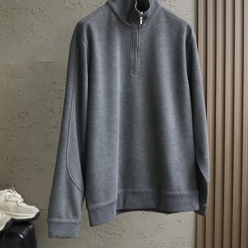 Italian LPstyle Luxury Men's Clothing 26FW Half High Collar Half Zipper Elegant Pullover Long Sleeved High Quality Sweatshirt