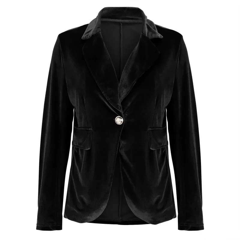 Damska elegancka marynarka na jesień 2025, modna, jednolita, do biura, na co dzień, rozpinana.