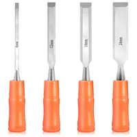 4Pcs Wood Chisel Set Carbon Steel Woodworking Chisel Tool with Ergonomic Plastic Handle Sturdy Carpenter Chisel Hand Tool