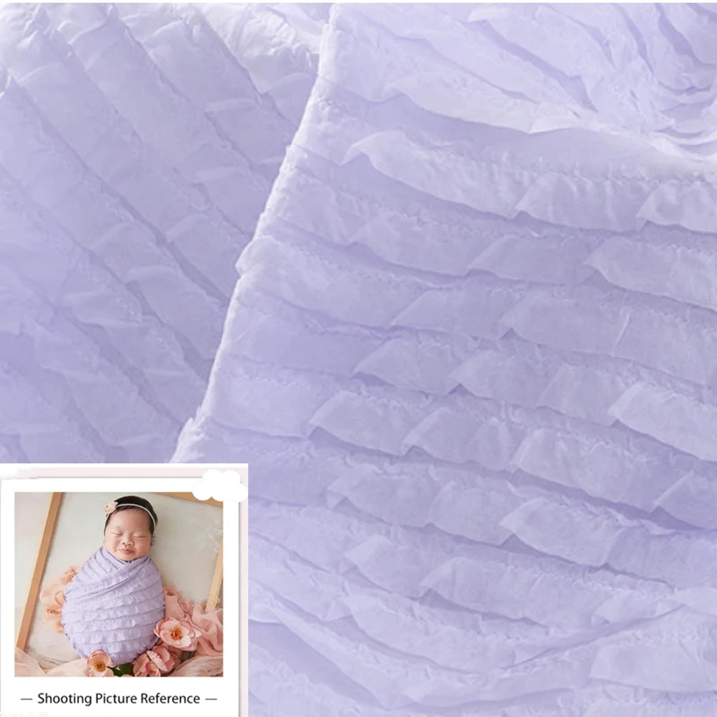 غلاف دعائم التصوير الفوتوغرافي لحديثي الولادة - تطريز زهور ثلاثي الأبعاد مع حافة شيفون مكشكشة، دعامة أطفال متماسكة، نيويوبونفوت، ملحقات بيبي، سينجينيا