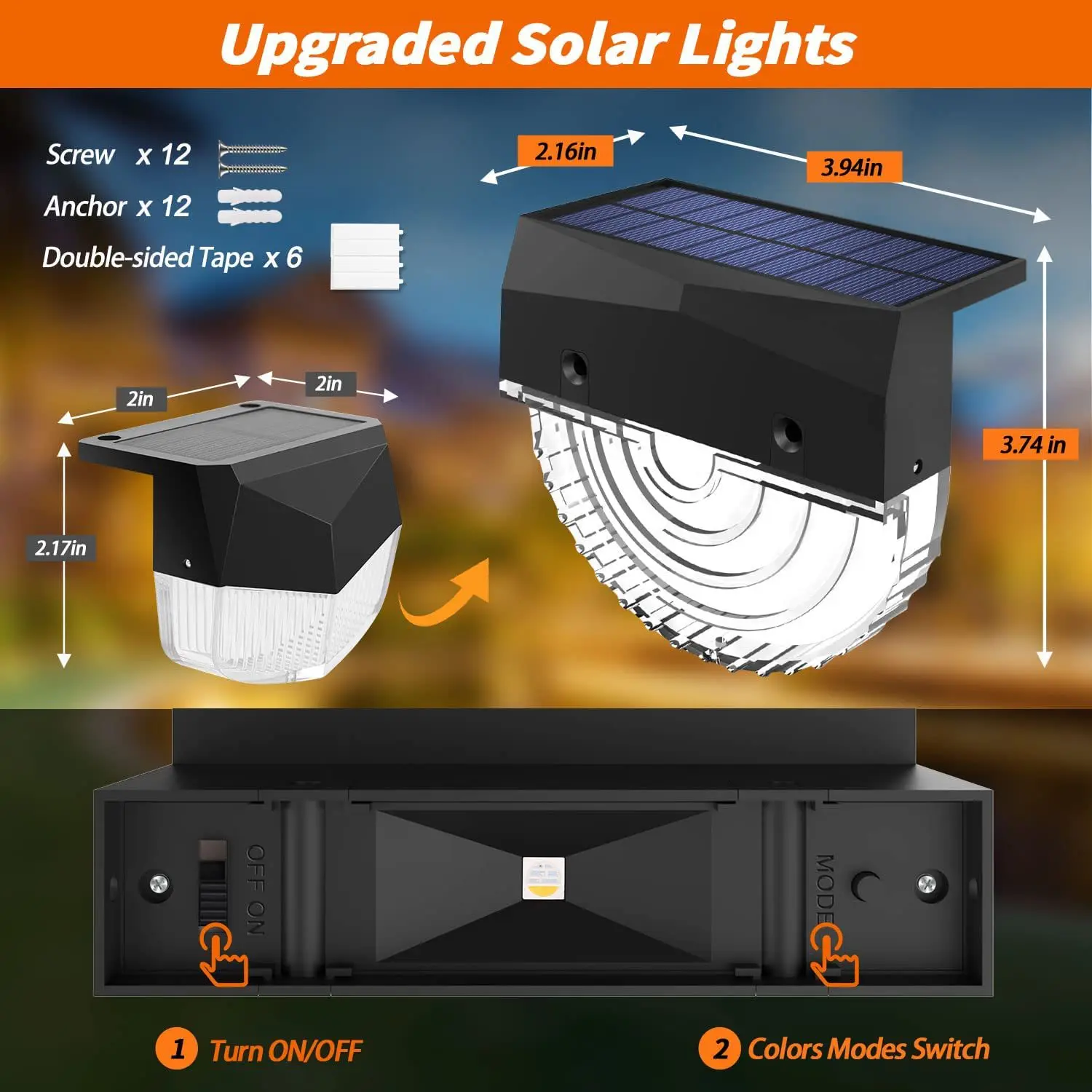 Solar Powered Step Lights Fence Decorations Ambient Lights Colorful Festive Atmosphere Courtyard Lights