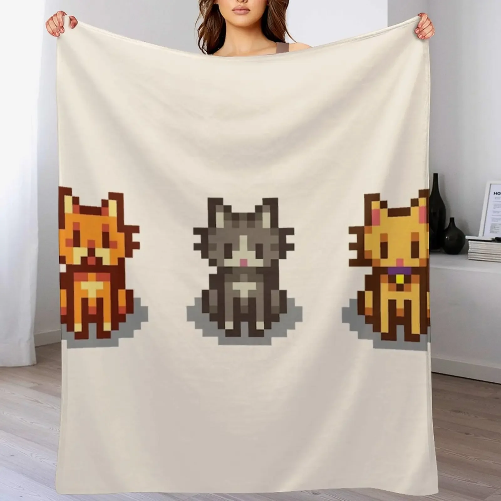 

Stardew Valley Pets: 3 Cats Throw Blanket Decorative Throw Camping anime funny gift Blankets