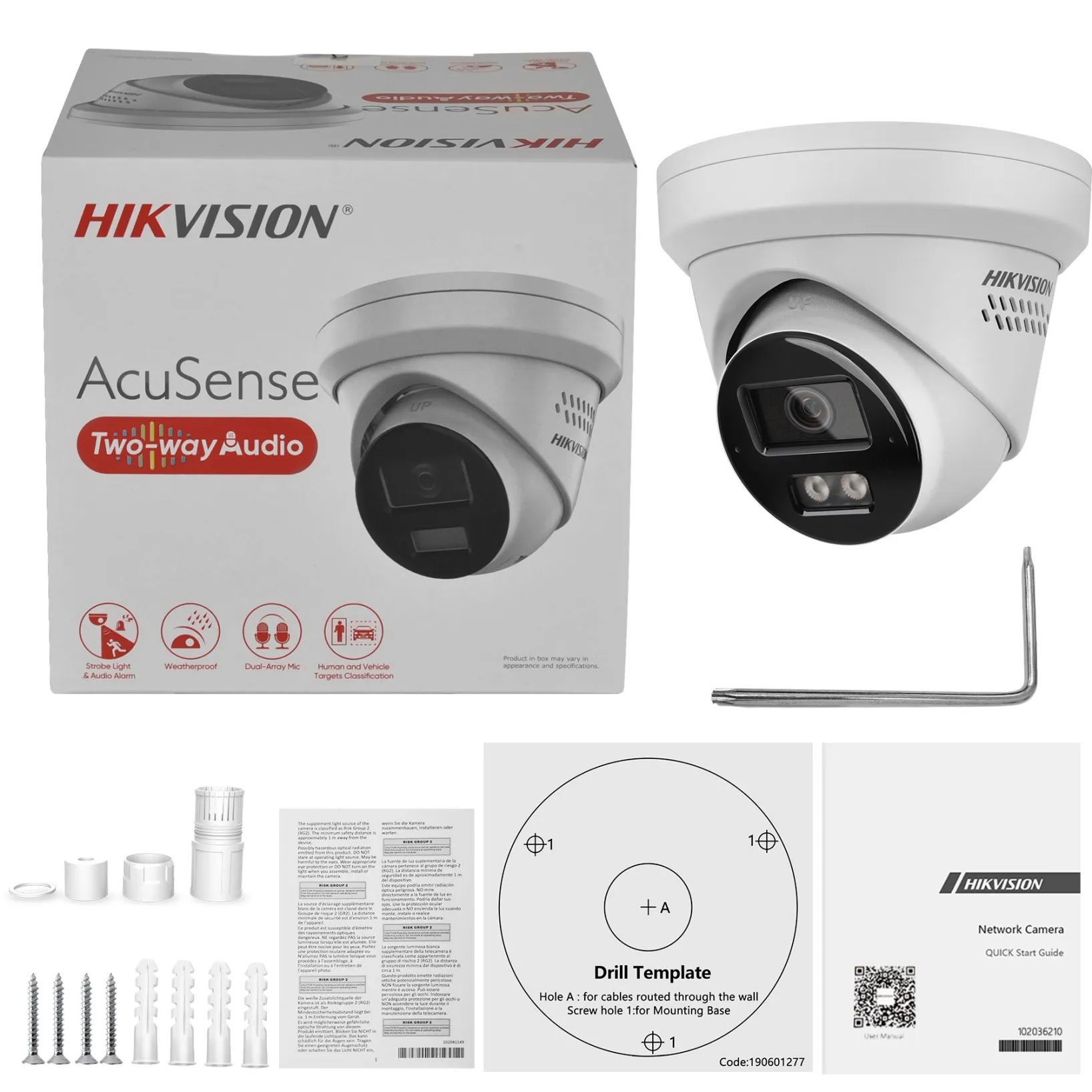 Hikvision 8MP IP-camera DS-2CD2383G2-LI2U/SL Smart Hybrid Light Arrayed Mic Luidspreker Torentje Acusense Stroboscooplicht Hoorbare waarschuwing