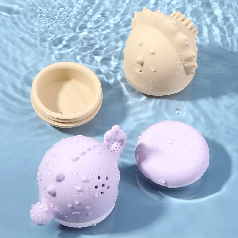 Jouets de bain flottants multifonctions en silicone pour bébé, dessin animé, dinosaure, qualité alimentaire, baignoire pour nouveau-né, tout-petits