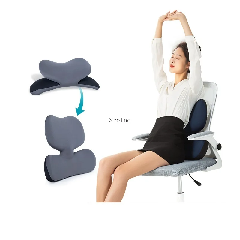 

Office Seat Lumbar Protection for Pregnant Women Sitting for Long Periods of Time,Memory Cotton 2-in-1 Lumbar Support Nap Pillow