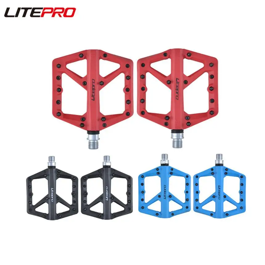 Litepro Bicycle Nylon Non-slip Hollow Pedal Folding MTB Road Bike Antiskid Chromium Molybdenum Steel 14MM DU Bearing Pedals