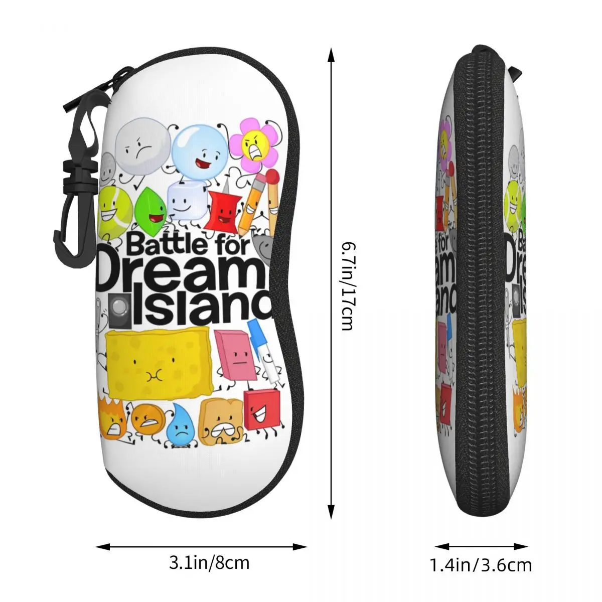 Bfdi-男性と女性のためのウルトラサングラスボックス,夢の島のためのジッパーバトル,アニメーション,すべてのキャラクター,アイウェアボックス