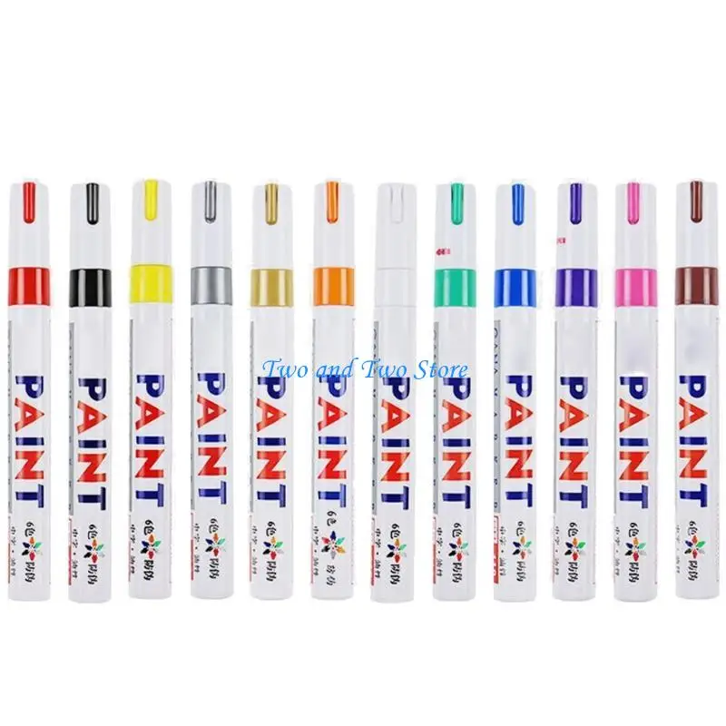 HX6F 12 Colors Epoxy Resin Drawing Pen Gold Leafing Point Pen Marker Acrylic Paint Highlights Metallic Permanent Markers
