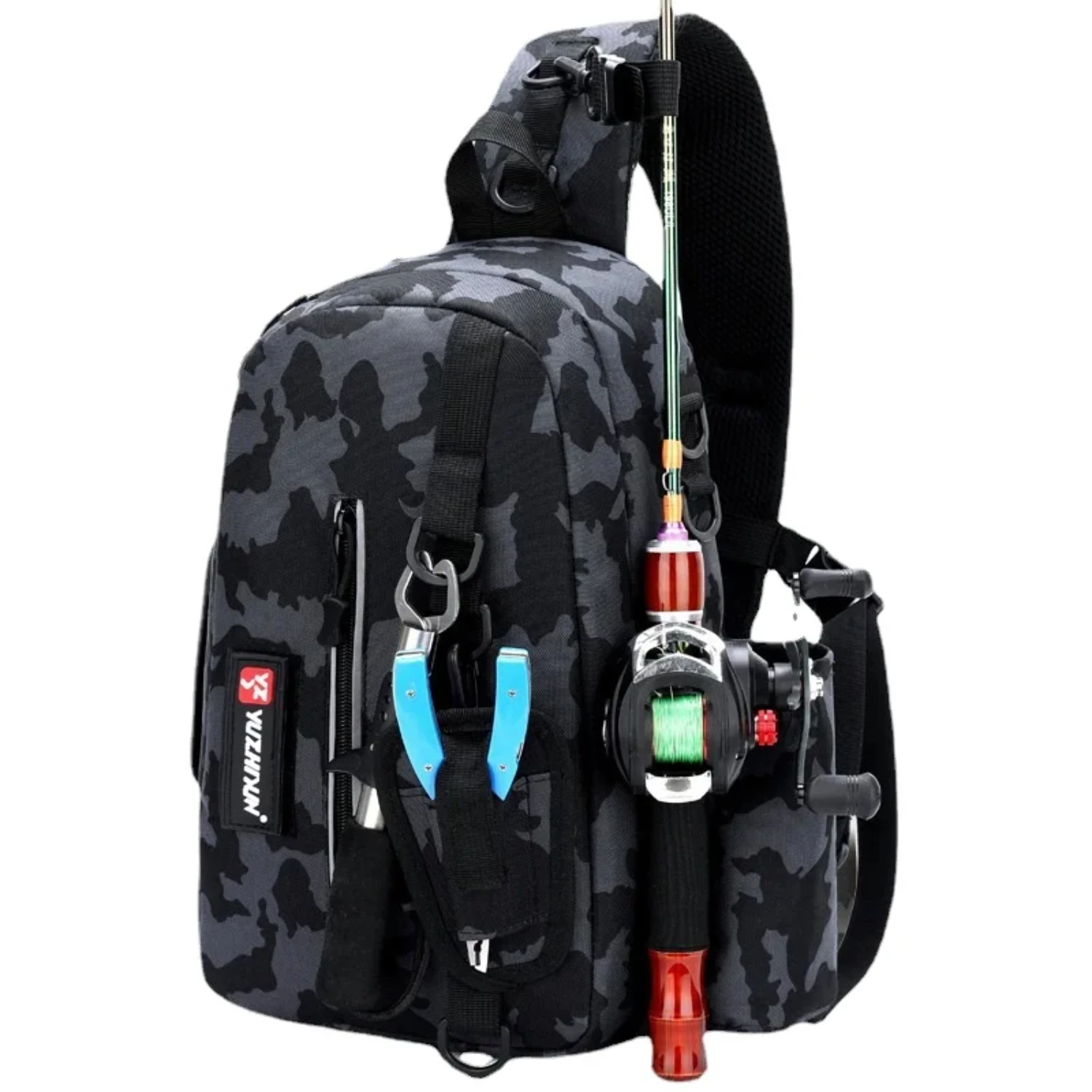 

Lure Multi-functional One-shoulder Backpack Waterproof Fishing Rod Fishing Outdoor Fishing Equipment Tungsten weight Texas rig